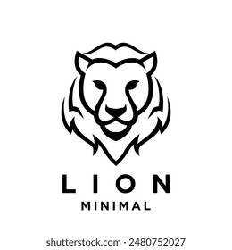 Lion logo icon design illustration black and white template