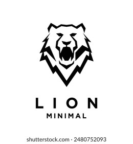 Lion logo icon design illustration black and white template