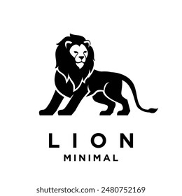 Lion logo icon design illustration black and white template