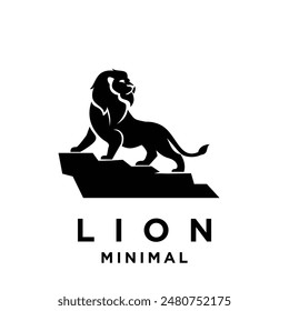 Lion logo icon design illustration black and white template
