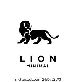 Lion logo icon design illustration black and white template