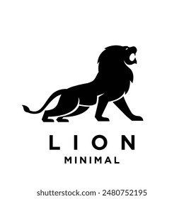 Lion logo icon design illustration black and white template