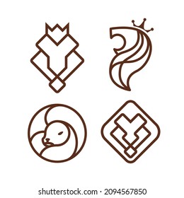 Lion logo icon lined set for your branding and business 