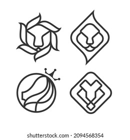 Lion logo icon lined set for your branding and business 