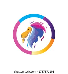 lion logo illustration of colorful circles. vector template design