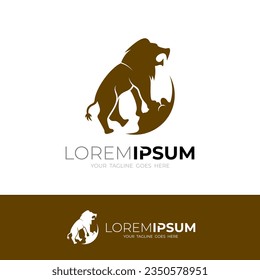 Lion logo illustration, Gold lion head icon design vector, King of the Jungle