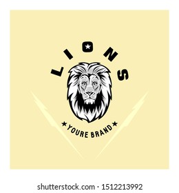 lion logo initial vintage concept
