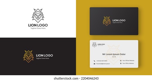 Logotipo de león con plantilla de diseño de la corona rey