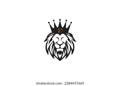 LION LOGO AND KING DESIGN GRAPHIC VECTOR