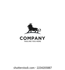 lion logo, lion king logo.Premium luxury brand identity icon. Animal logo vector illustration, black and white lion logo