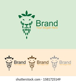 lion logo with a leaf motif