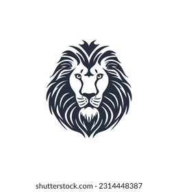 Lion logo of leo Head silhouette vector, animal face icon clip art of Royal crest symbol. isolated on white background