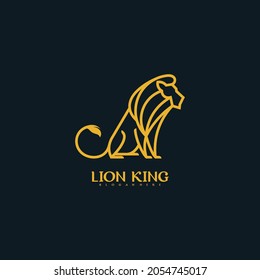 Lion logo line art vector design template