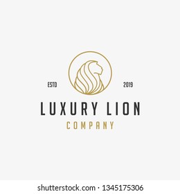 Lion Logo. Lineart Lion Head Icon Symbol. Vector Illustration