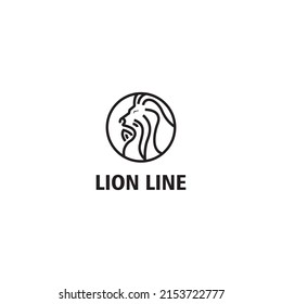 lion logo lines circle graphic design vector design