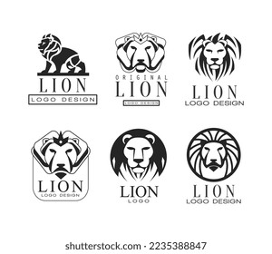 Logotipo de león o diseño de logotipo como marca gráfica y conjunto de vectores Emblem