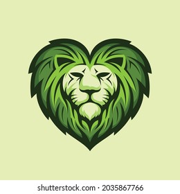 logo de león con concepto de amor