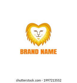 El logo de un león con la cabeza en forma de amor, se ve único y hermoso.  El león simboliza fuerza, coraje y protección.  El amor simboliza la pureza, el amor y la paz