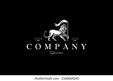 Lion logo in luxurious white and silver