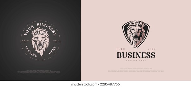 Lion logo with luxury and brave lion head illustrations. Elegant and luxurious logo. Premium design with luxury and elegant concepts.