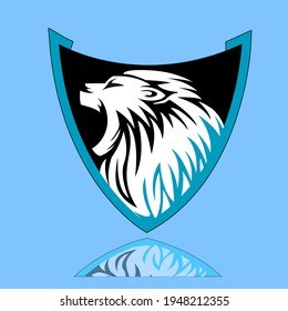 Logotipo de león con espejo en la parte inferior