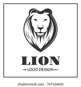 Lion logo in monochrome style on white background