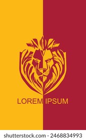 Lion logo on yellow and red background. The good guys always win.