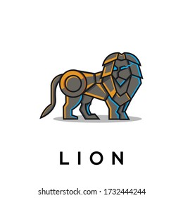 logo de león con el concepto de robot. adecuado para un equipo deportivo, logotipo tecnológico.