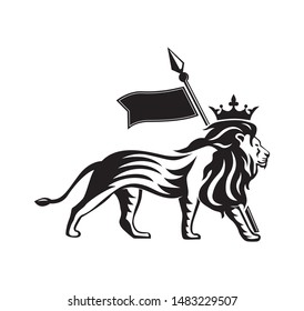 lion logo, royal king animal, vector illustration icon
