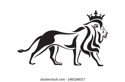 lion logo, royal king animal, vector illustration icon
