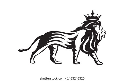 lion logo, royal king animal, vector illustration icon
