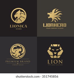 Lion logo set