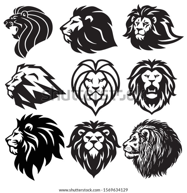 Lion Logo Set Collection.\
Premium Esports Sport Mascot Design Template Vector Illustration\
Icon