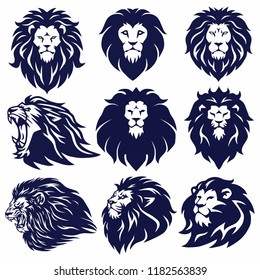 Lion Logo Set Collection Vector Design Illustration