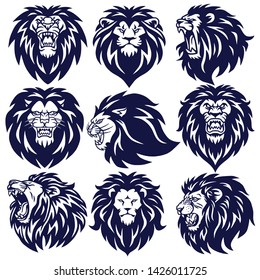 Lion Logo Set Collection Vector Design Illustration Icon Sports Mascot