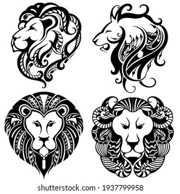 Lion Logo Set.  Design Collection. Vector Illustration