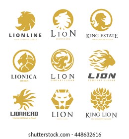 Lion Logo Set. Luxury Fashion brand identity 