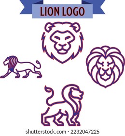 Lion Logo Set. Premium Design Collection. Vector Illustration