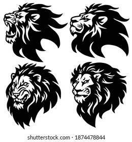 Lion Logo Set. Premium Mascot Design Collection. Vector Illustration