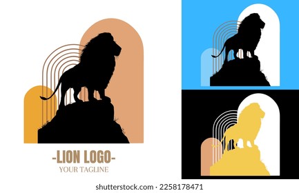 Ilustración vectorial del conjunto de logotipos de león, emblema de identidad de marca
