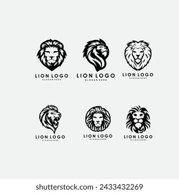 Lion logo set - vector illustration, emblem design on white background.