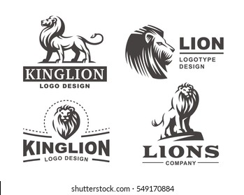 Lion logo set - vector illustration, emblem design on white background.