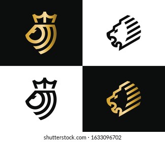Lion logo set - vector illustrations.