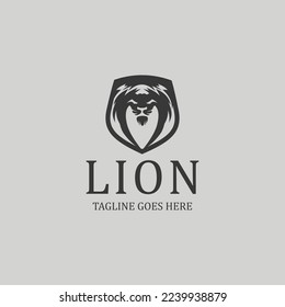Löwenlogo. Logo-Design-Vorlage für Löwenschild. Vektorgrafik