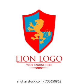 Lion Logo in Shield Vector Logo Template