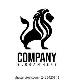 Lion logo. Silhouette of a lion's body. The black silhouette on a white background will give a strong and elegant impression.