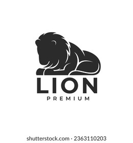 lion logo, silhouette of a sitting lion, vector file