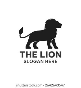 Lion logo in silhouette style. Modern animal vector illustration. Animal icon.