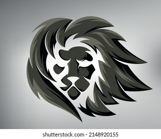 lion logo. sketch tribal tattoo lion head. king of beasts with a lush mane