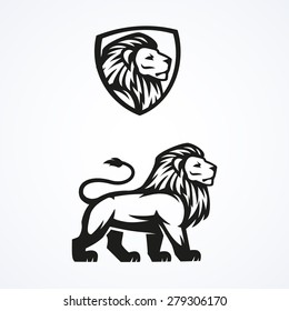 Lion logo sport mascot emblem vector design illustration